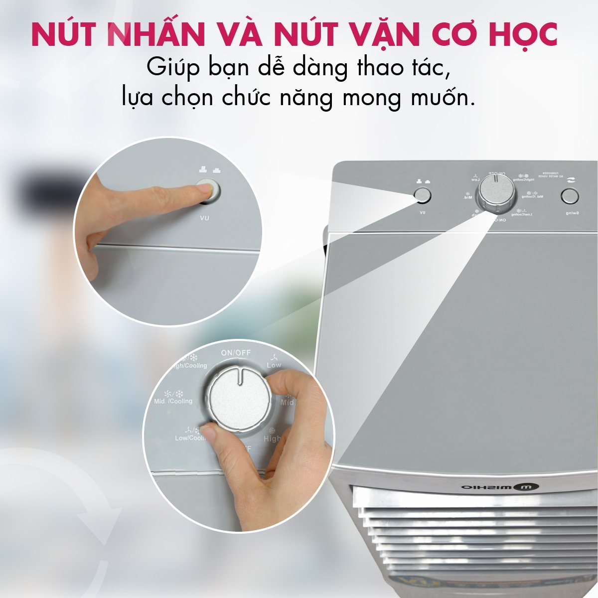 MISHIO - Quạt làm lạnh không khí Mishio MK310+Máy xay thịt Mishio 2 lít MK273