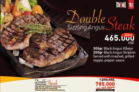 Nâng tầm thưởng thức cùng Double Sizzling Angus Steak tiết kiệm 465k