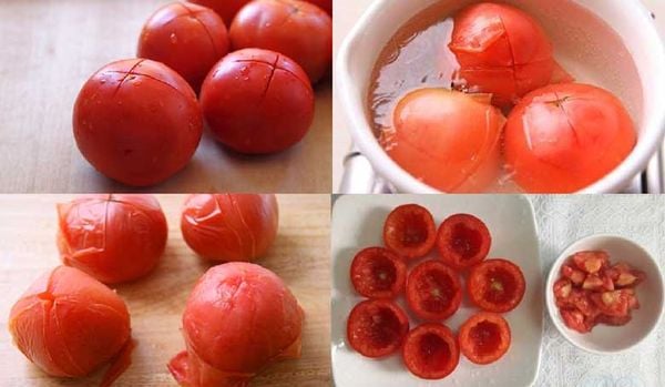 Cà chua được bóc vỏ và bỏ hạt