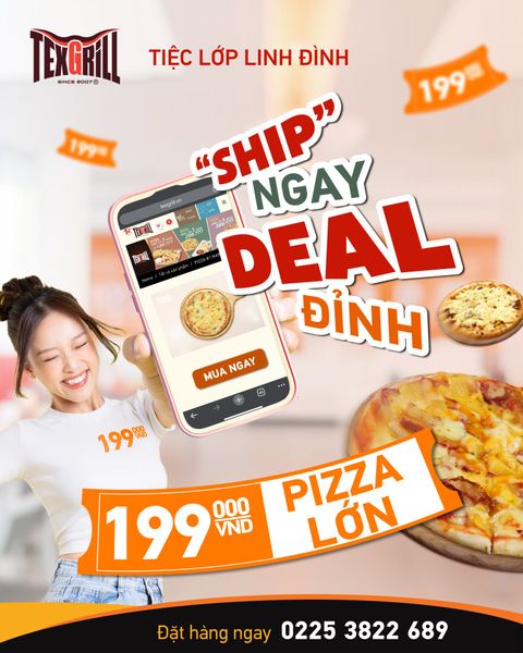 TexGrill đồng giá Pizza 199k xuyên tuần