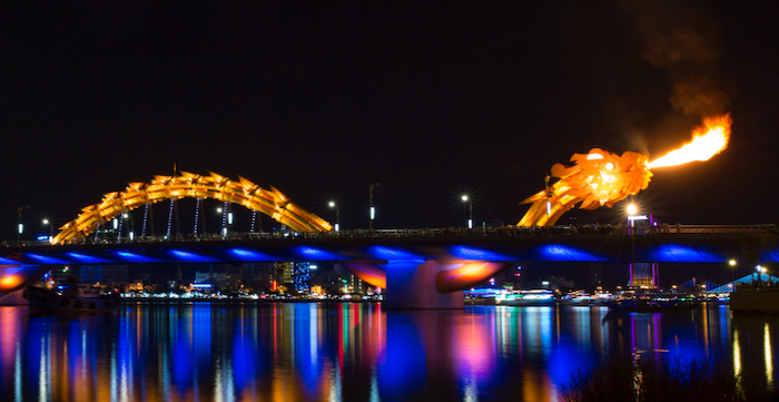 Danang Dragon Bridge at night