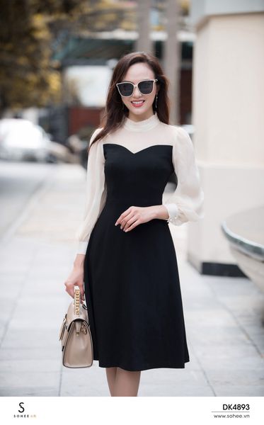 Váy thu đông cho phụ nữ áo dài tay và xòe lớn trung niên người lớn tuổi   SIÊT HOT  Shopee Việt Nam