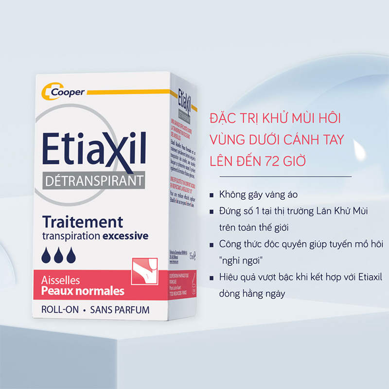 Lăn Khử Mùi EtiaXil Dành Cho Da Thường Detranspirant Traitement Roll-On  Peaux Normales 15ml