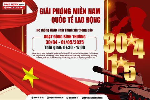📢 THÔNG BÁO LỊCH LÀM VIỆC DỊP LỄ 30/4 & 1/5 - HỆ THỐNG HEAD PHÁT THỊNH