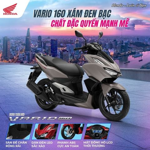 VARIO 160 XÁM ĐEN BẠC, CHẤT ĐẶC QUYỀN MẠNH MẼ!