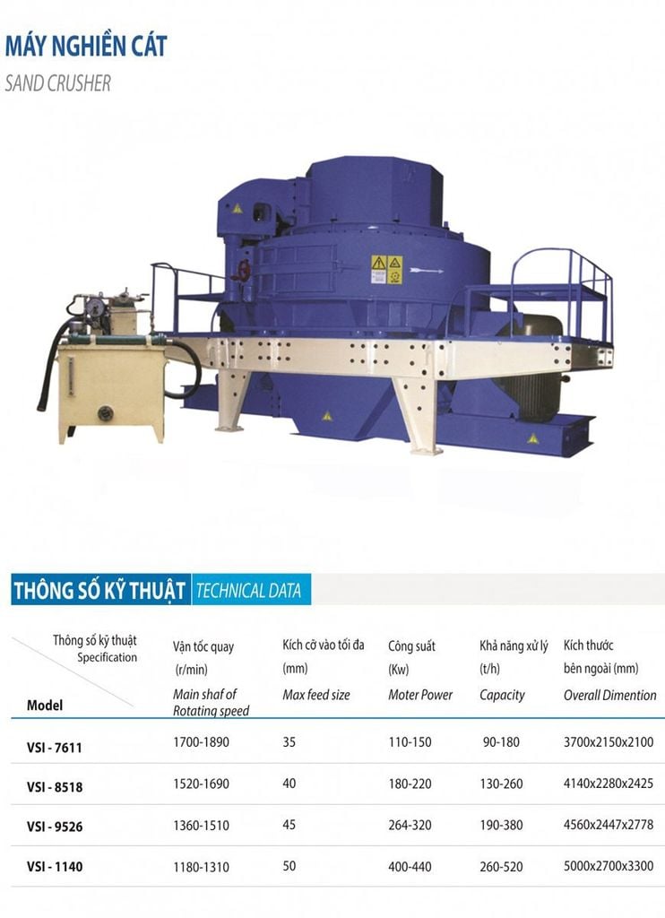 máy nghiền cát VSI nhập khẩu chính hãng giá tốt