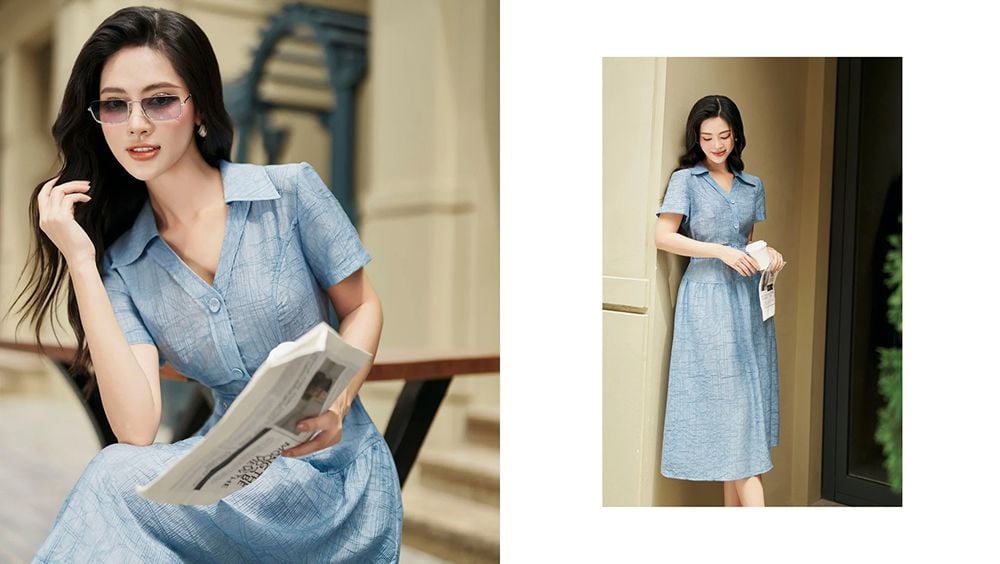 Đầm sơ mi dáng chữ A