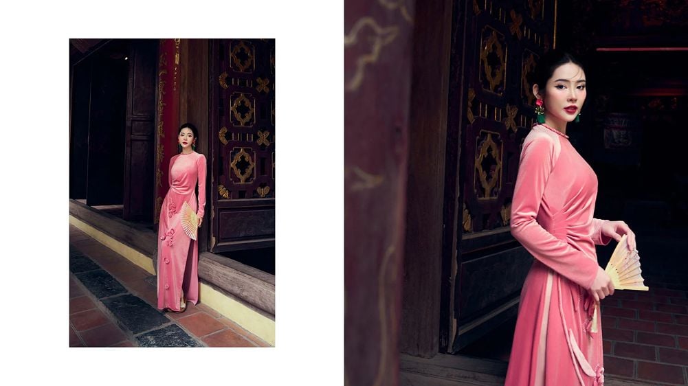 Áo dài truyền thống vải nhung