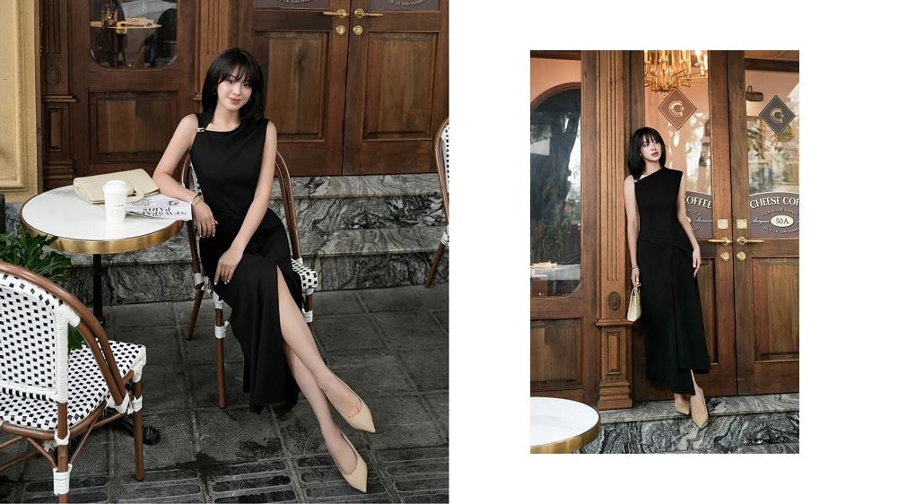 Đầm xẻ tà dáng dài