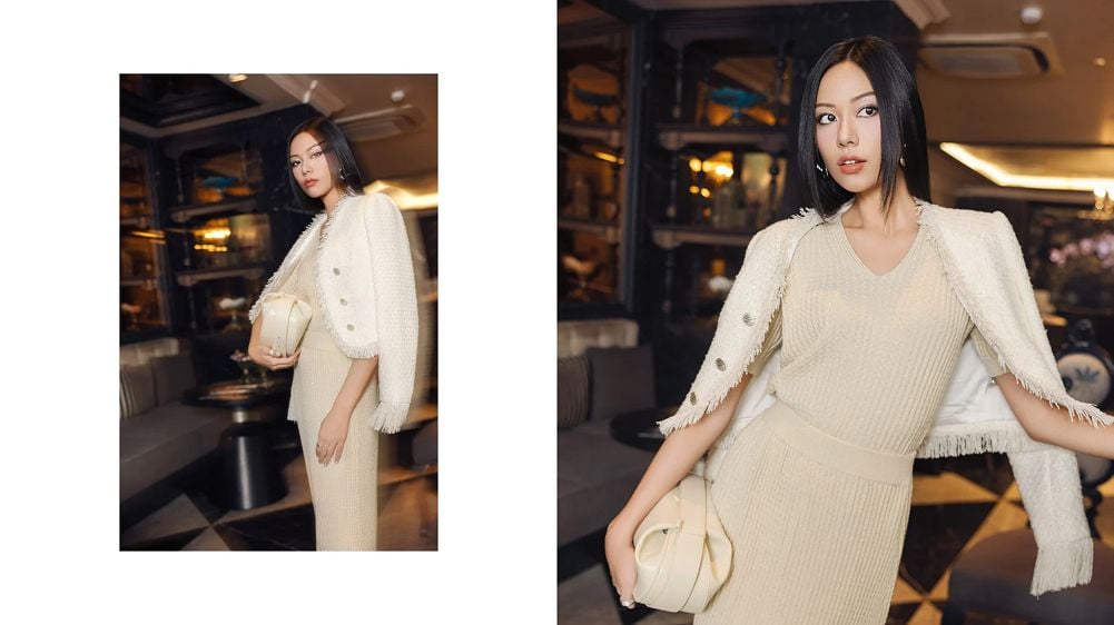 Nhẹ nhàng và tinh tế với set áo váy len màu be