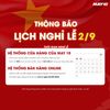 THÔNG BÁO LỊCH NGHỈ LỄ 02/09