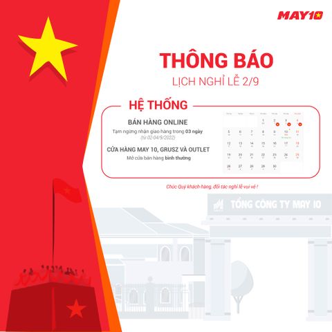 THÔNG BÁO LỊCH NGHỈ LỄ 2/9