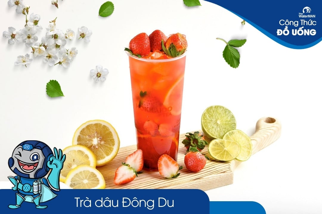Công thức trà dâu Đông Du đang hot tại Sài Gòn