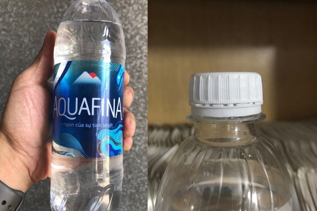 Chai nhựa Aquafina cứng, chắc, nắp không có màng co