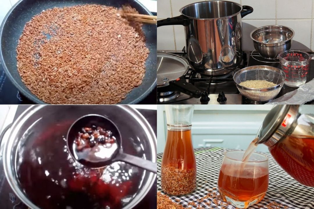 Các bước để pha trà gạo lứt mật ong
