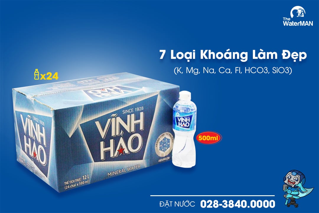 Thùng nước khoáng Vĩnh Hảo 500ml