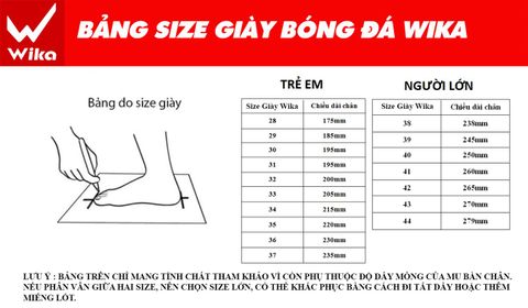 Hướng Dẫn Chọn Size Giày Wika