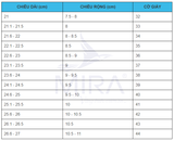 Hướng Dẫn Chọn Size Giày Mira