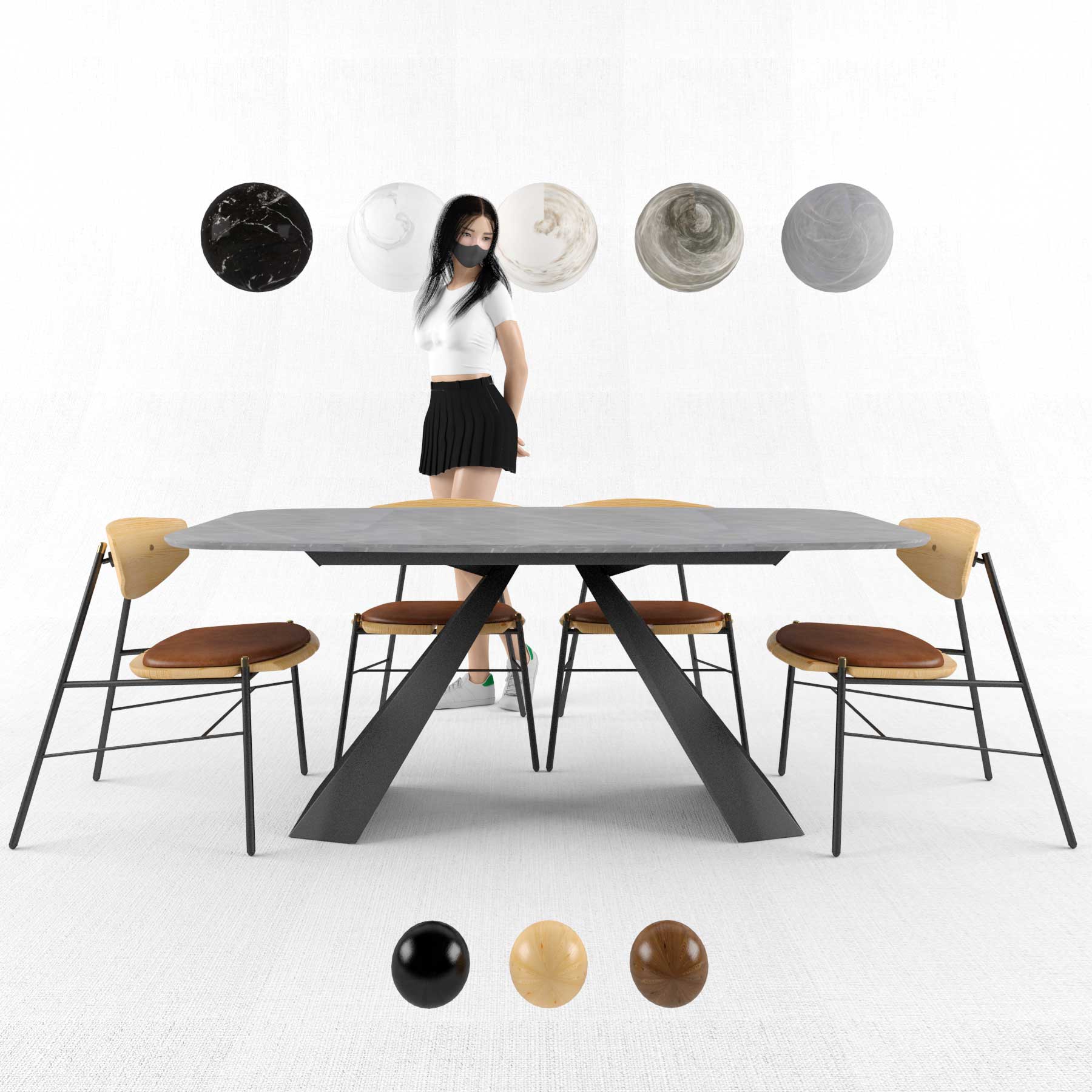 bộ-bàn-ăn-xdaily-kink-chair-eliot-rectang-dining-table