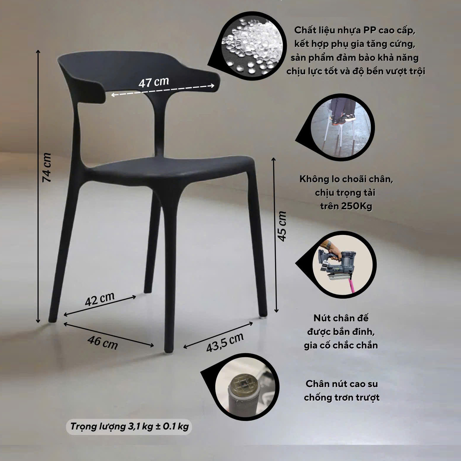 kích thước ghế cafe