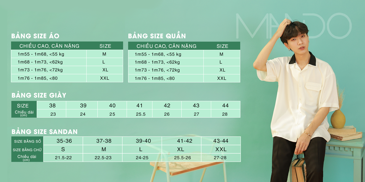 Bảng size quần áo MANDO