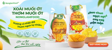 🔥 Xoài & Thơm Sấy Muối Ớt 500g – Vị chua cay kích thích vị giác, đậm chất Việt!