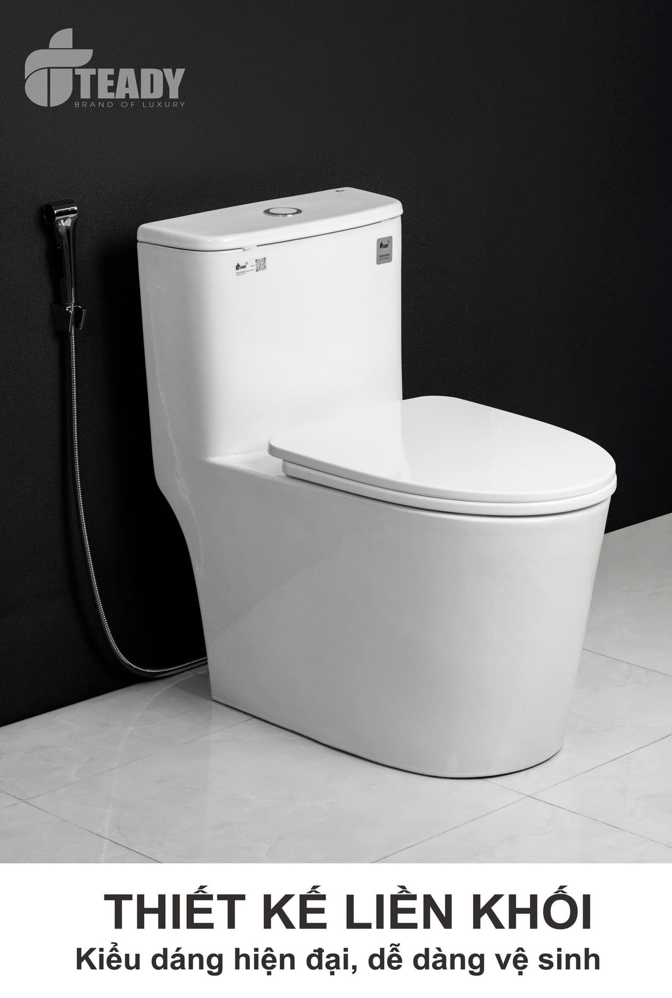 Bồn cầu liền khối Teady LK121 men sứ cao cấp, xả xoáy mạnh