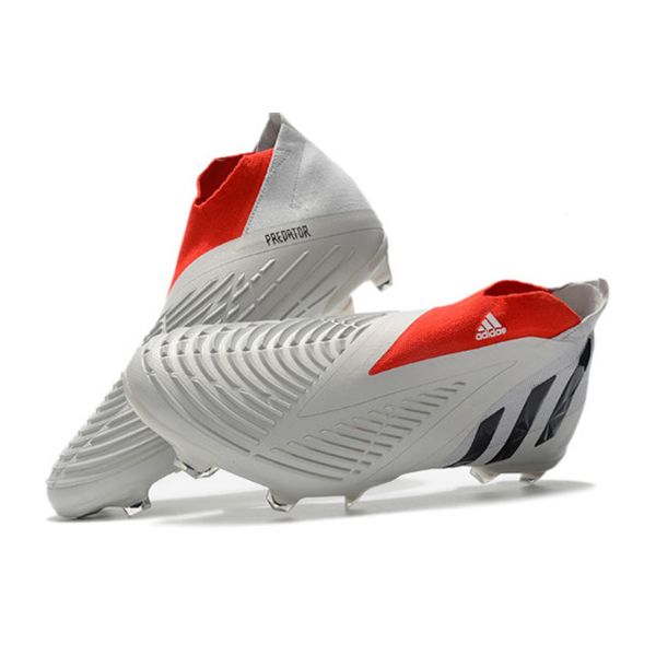Giày đá bóng adidas EDGE + đinh FG, màu trắng vạch đỏ