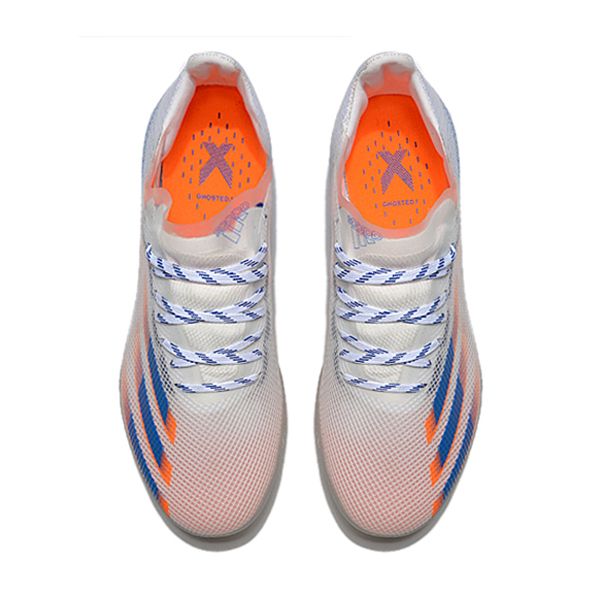 giày đá bóng adidas Xghosted.1đinh ngắn TF màu trắng sọc xanh cam
