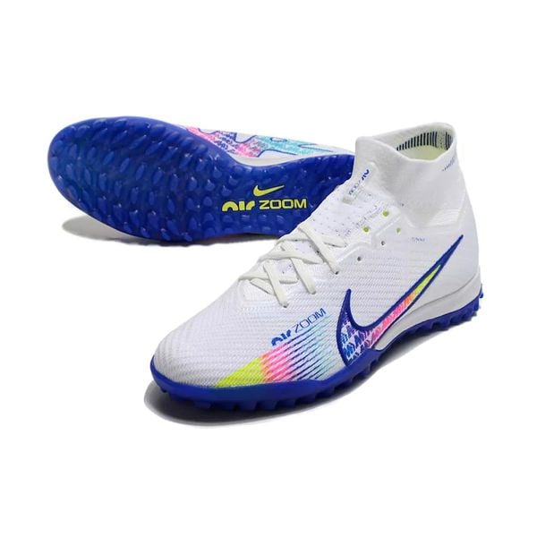 Giày đá bóng Nike Air Zoom Mercurial Superfly 9 Elite TF màu trắng vạch xanh
