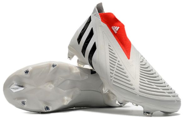 Giày đá bóng adidas EDGE + đinh FG, màu trắng vạch đỏ