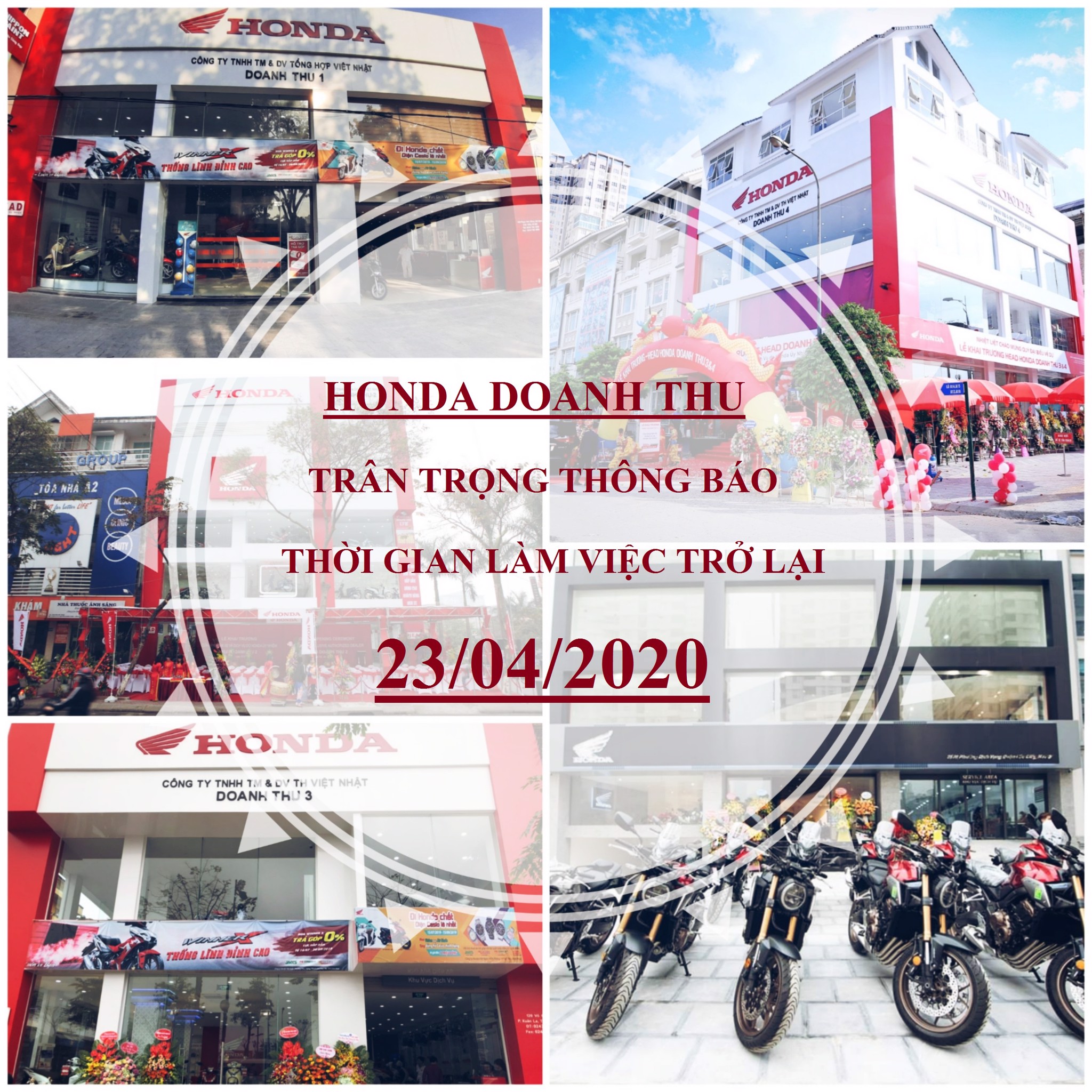 HONDA BIGBIKE DOANH THU – THÔNG BÁO MỞ CỬA TRỞ LẠI