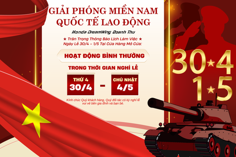 THÔNG BÁO LỊCH LÀM VIỆC KỲ NGHỈ LỄ 30/4 - 1/50