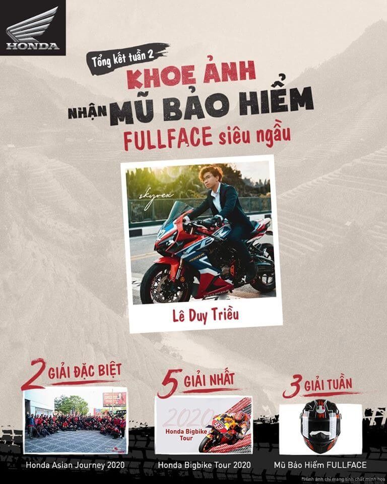 Tổng hết tuần 2 khoe ảnh nhận mũ bảo hiểm fullface siêu ngầu Honda Bigbike Doanh Thu