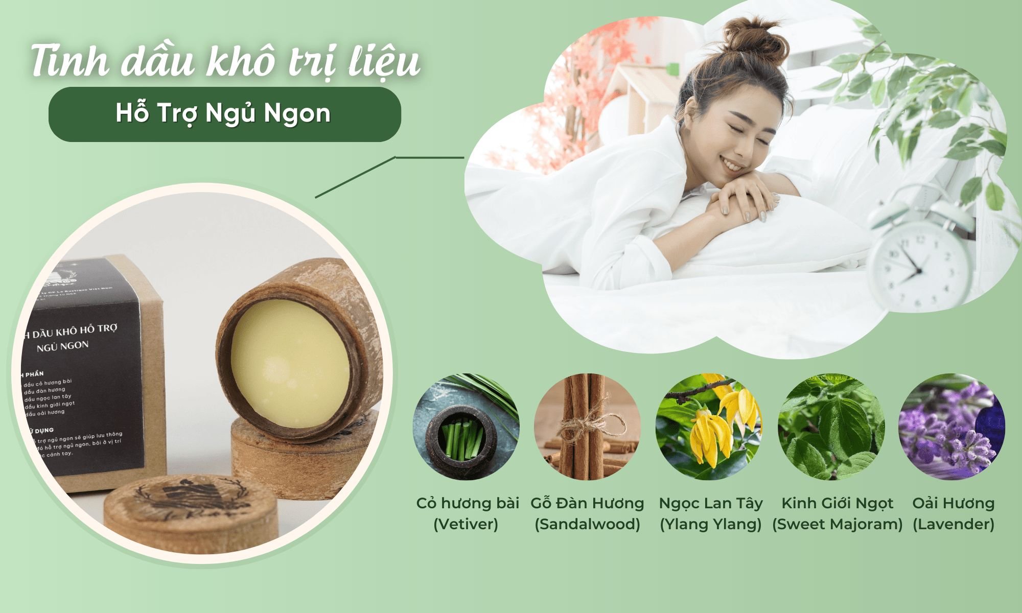 tinh dầu khô trị liệu hỗ trợ ngủ ngon