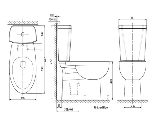 Kích thước bồn cầu 2 khối - Grandhome Shop