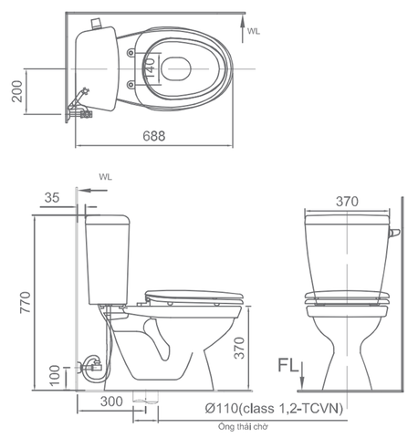 Kích thước bồn cầu - Grandhome Shop