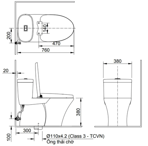 Kích thước bồn cầu - Grandhome Shop