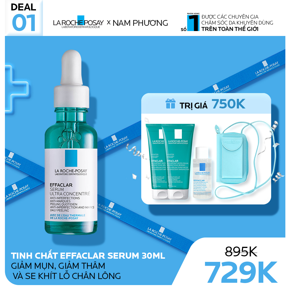 DEAL 1_TINH CHẤT EFFACLAR SERUM 30ML GIẢM MỤN, GIẢM THÂM VÀ SE KHÍT LỖ CHÂN LÔNG