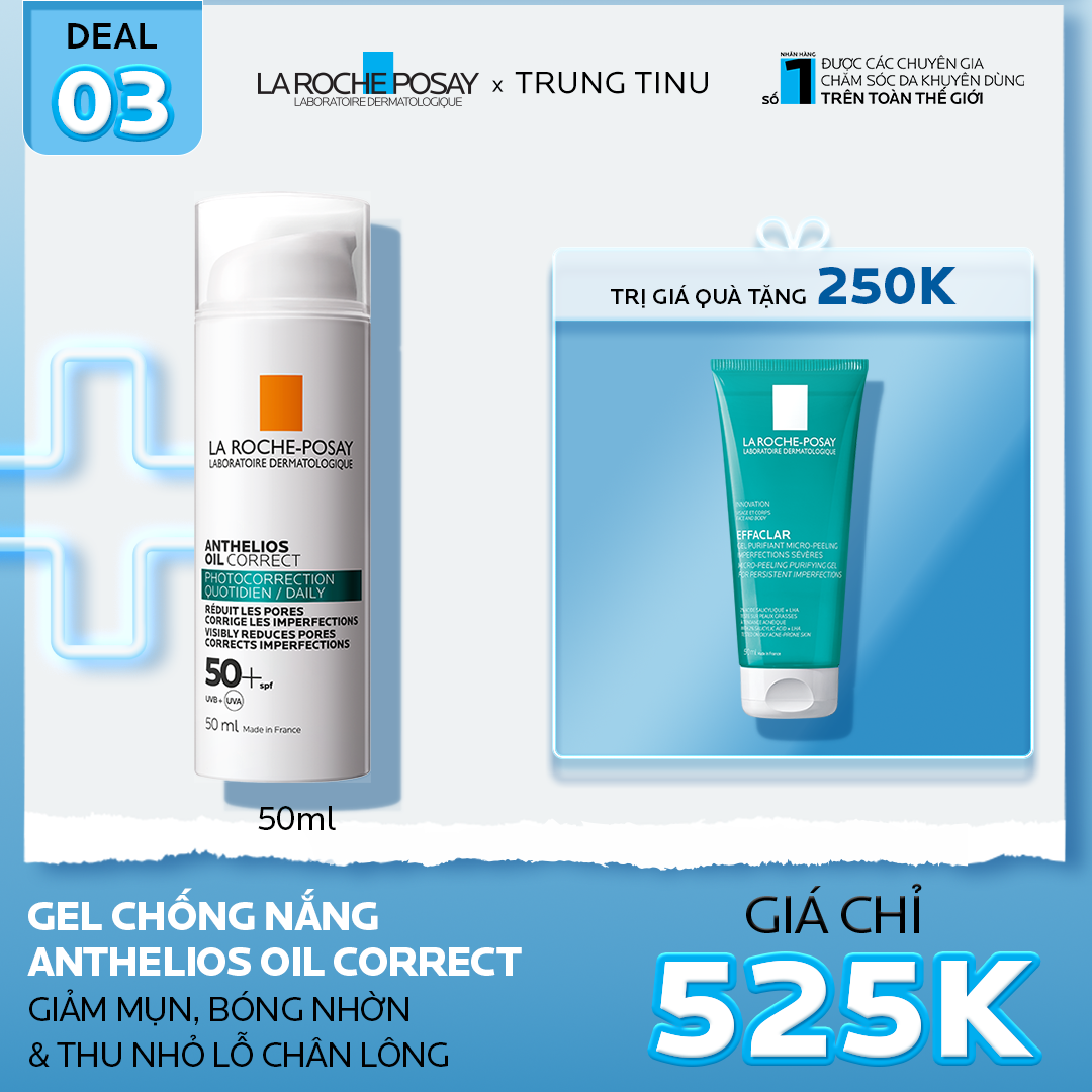 DEAL 3_ GEL CHỐNG NẮNG ANTHELIOS OIL CORRECT GIẢM MỤN, BÓNG NHỜN & THU NHỎ LỖ CHÂN LÔNG