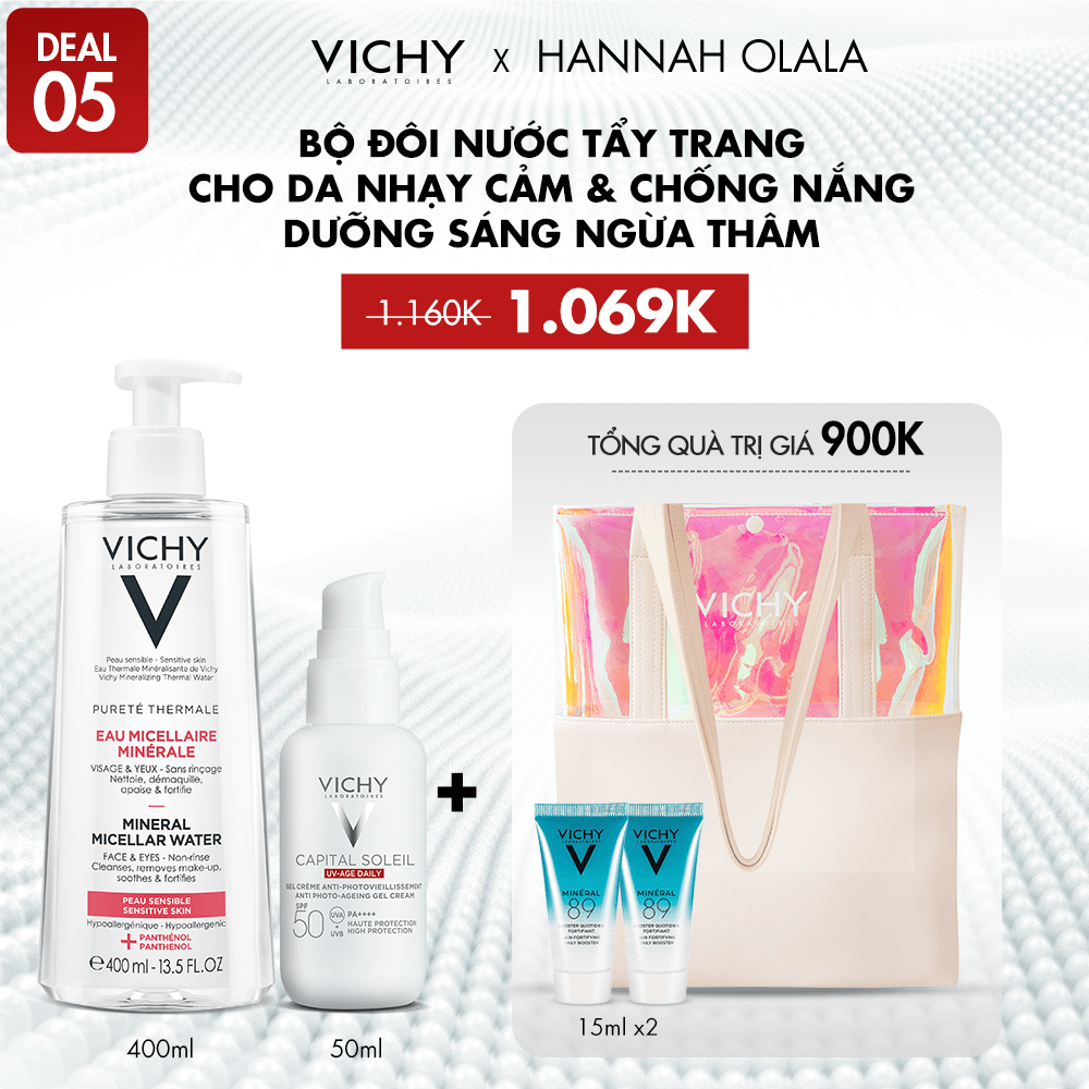 DEAL 5_BỘ ĐÔI NƯỚC TẨY TRANG CHO DA NHẠY CẢM & CHỐNG NẮNG DƯỠNG SÁNG NGỪA THÂM