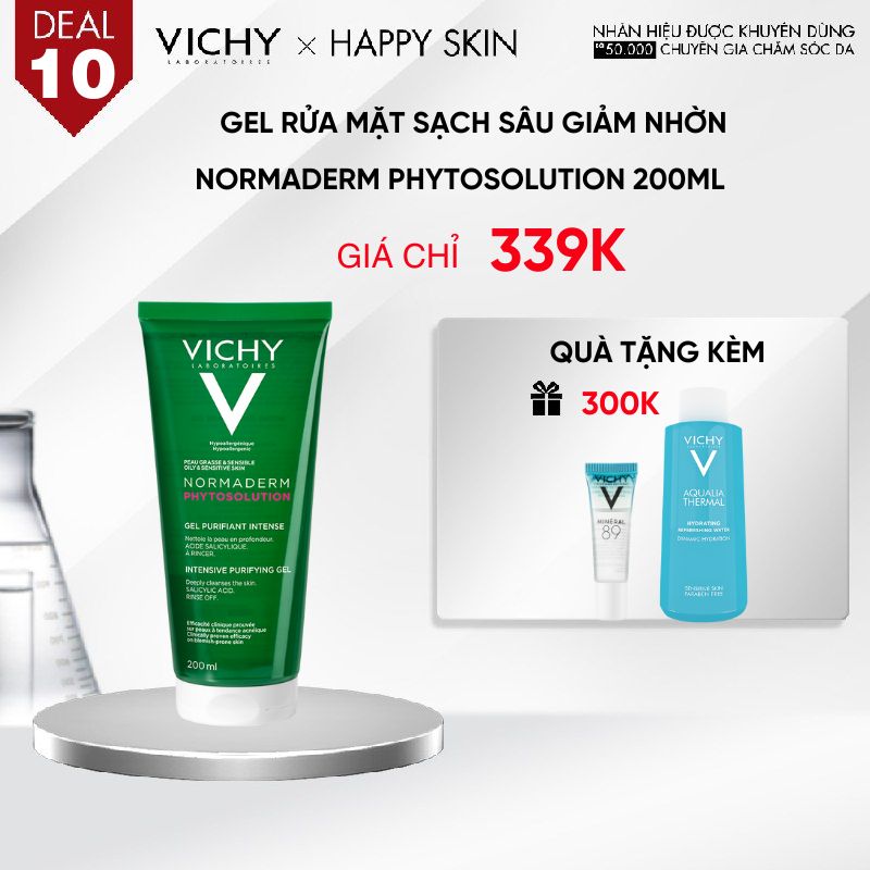 DEAL 10_GEL RỬA MẶT SẠCH SÂU GIẢM NHỜN NORMADERM PHYTOSOLUTION 200ML