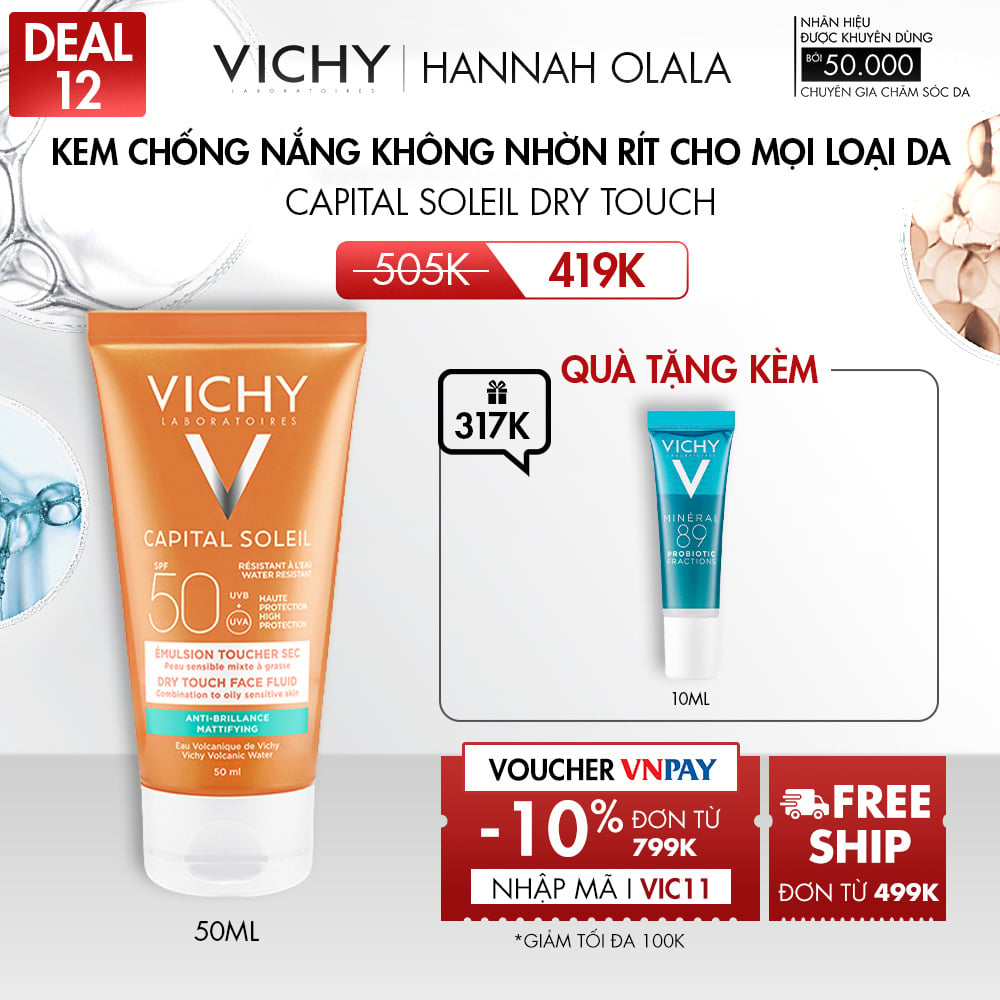 DEAL 12_KEM CHỐNG NẮNG KHÔNG NHỜN RÍT CHO MỌI LOẠI DA CAPITAL SOLEIL DRY TOUCH