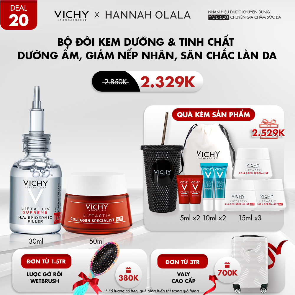 DEAL 20_BỘ ĐÔI KEM DƯỠNG COLLAGEN ĐÊM & TINH CHẤT DƯỠNG ẨM H.A GIẢM NẾP NHĂN, SĂN CHẮC LÀN DA LIFTACTIV H.A EPIDERMIC FILLER