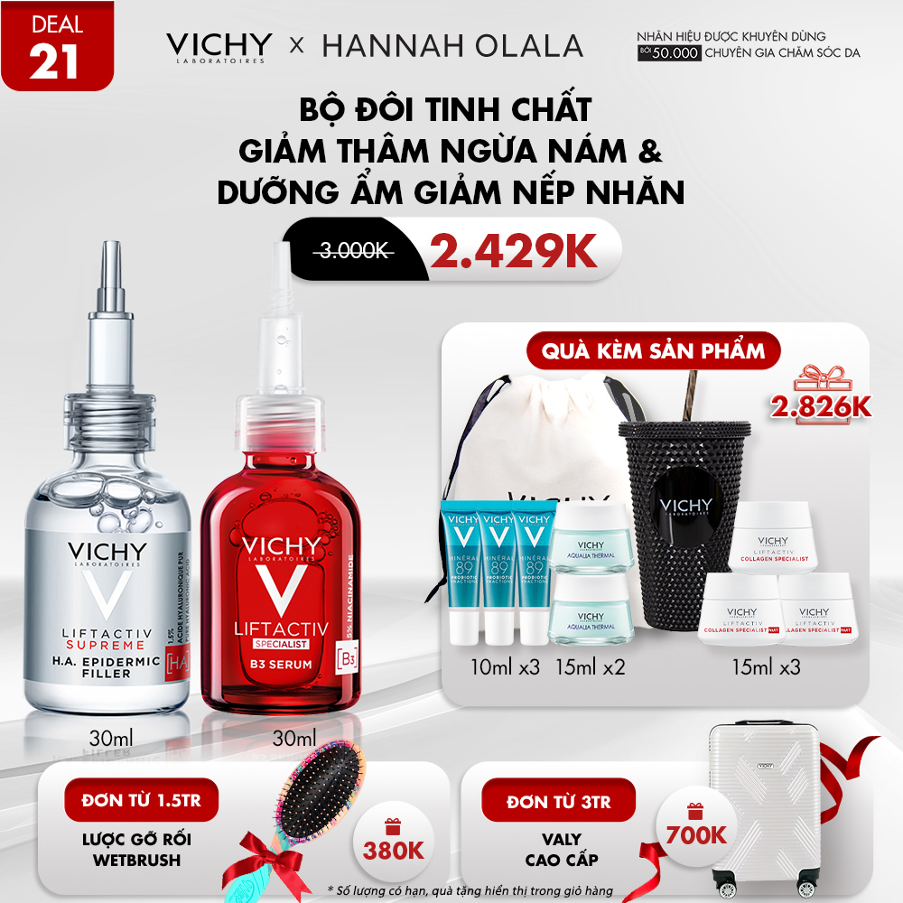 DEAL 21_BỘ ĐÔI TINH CHẤT GIẢM THÂM NGỪA NÁM & DƯỠNG ẨM GIẢM NẾP NHĂN LIFTACTIV B3 & H.A. EPIDERMIC FILLER