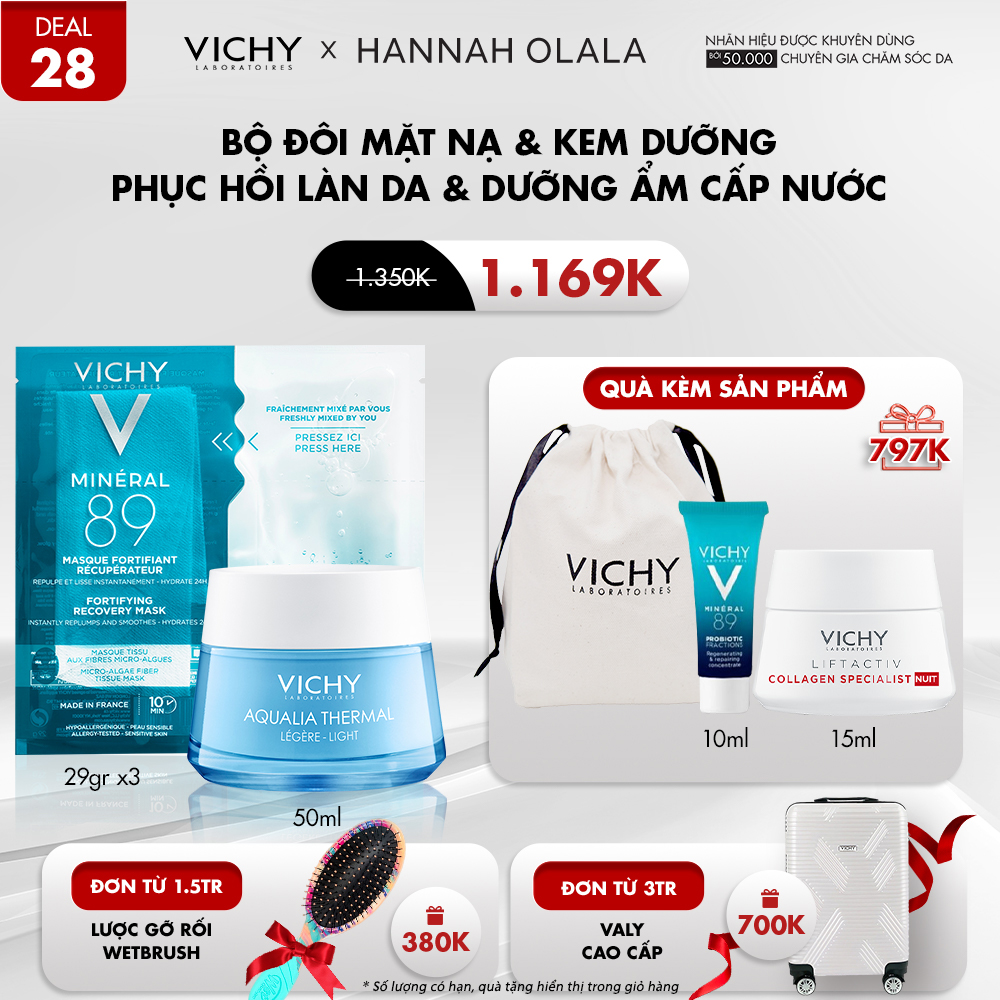 DEAL 28_BỘ ĐÔI MẶT NẠ PHỤC HỒI LÀN DA CẤP TỐC VỚI KHOÁNG CÔ ĐẶC MINERAL 89 RECOVERY MASK & KEM DƯỠNG ẨM CẤP NƯỚC