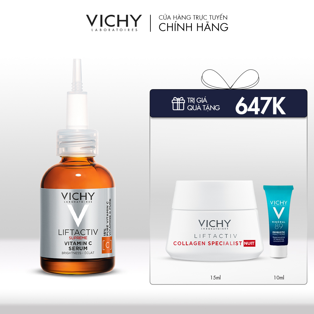 BỘ SẢN PHẨM PHỤC HỒI DA, CHỐNG OXY HOÁ VÀ DƯỠNG DA SÁNG KHOẺ VICHY LIFTACTIV VITAMIN C PURE 15%