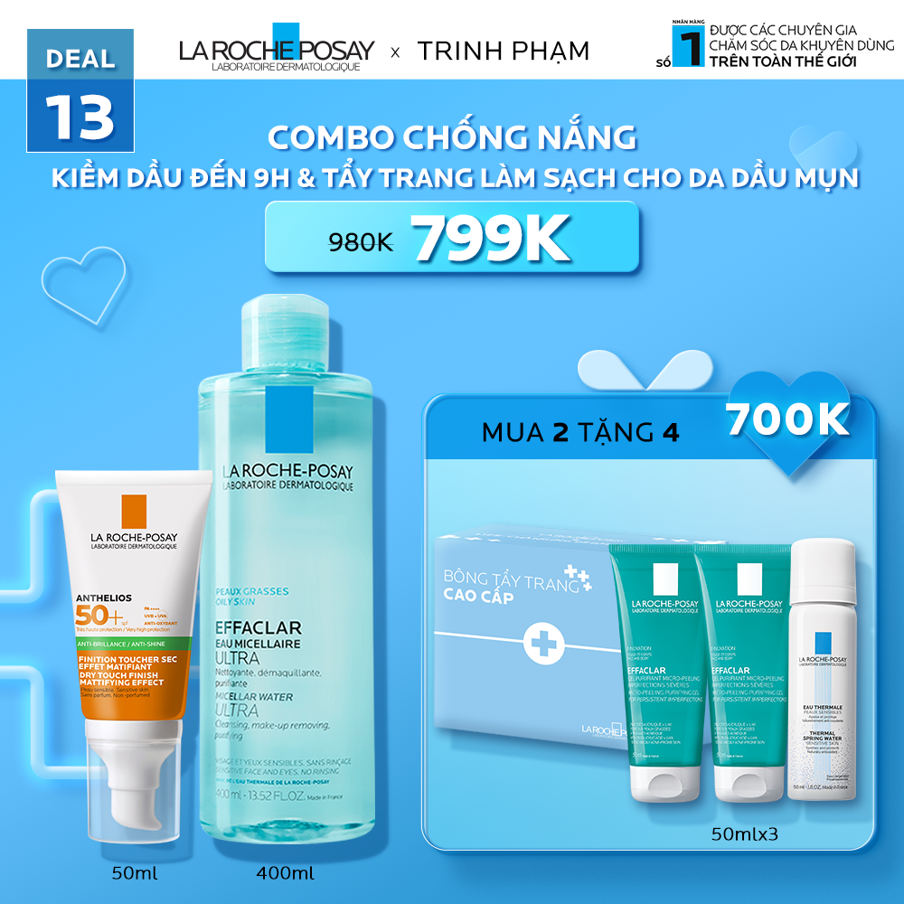 TRINH PHAM_DEAL 13: COMBO CHỐNG NẮNG KIỀM DẦU ĐẾN 9H & TẨY TRANG LÀM SẠCH CHO DA DẦU MỤN