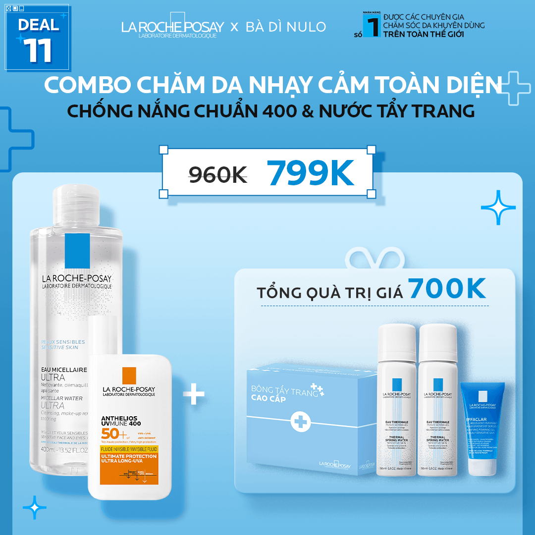 DEAL 11_COMBO CHỐNG NẮNG CHUẨN 400 & TẨY TRANG LÀM SẠCH CHO DA NHẠY CẢM