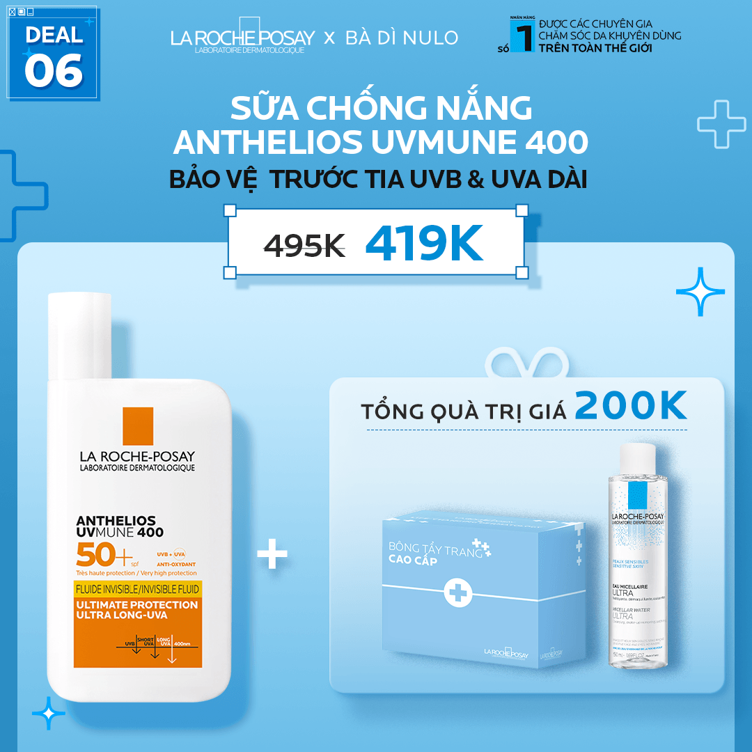 DEAL 6_ANTHELIOS UVMUNE 400 CHỐNG NẮNG TỐI ƯU KHỎI TIA UVB & UVA DÀI